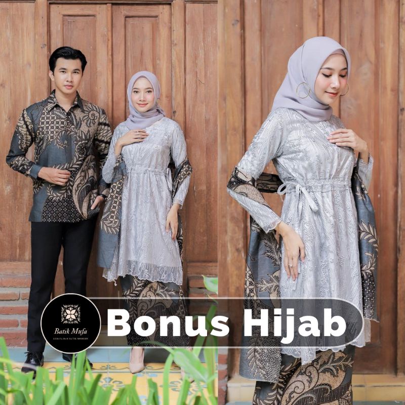 Kebaya batik couple MECA Tunik Grey | kebaya wisuda kebaya lamaran, tunangan