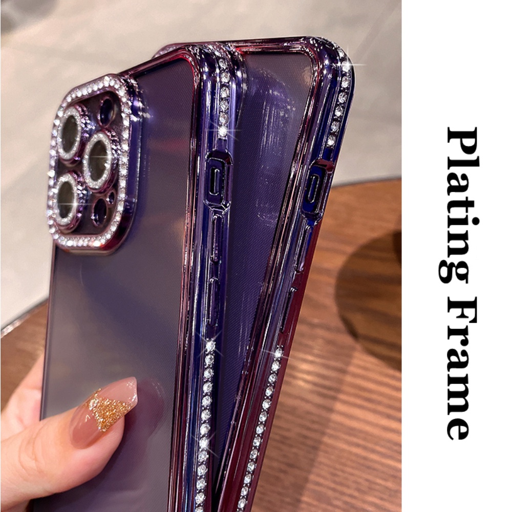 Casing Case Handphone Untuk Iphone11 12 Pro MAX Casing Berlian Mewah Untuk iPhone 7+8plus X XS MAX XR Pelindung Kamera Soft TPU Clear Case Casing