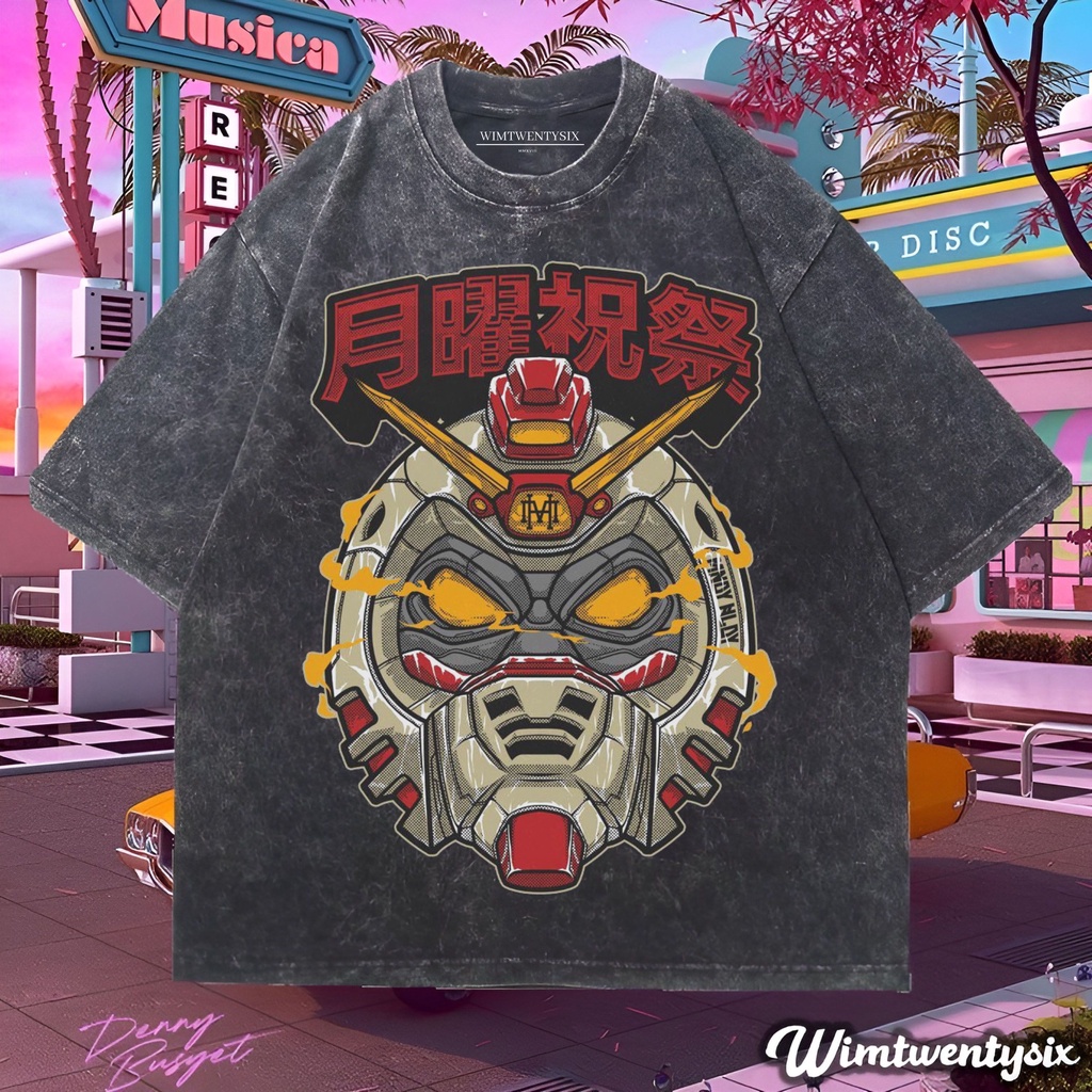 Wimtwentysix “Gundam fighters” Oversize T-shirt | kaos washed | vintage anime tee