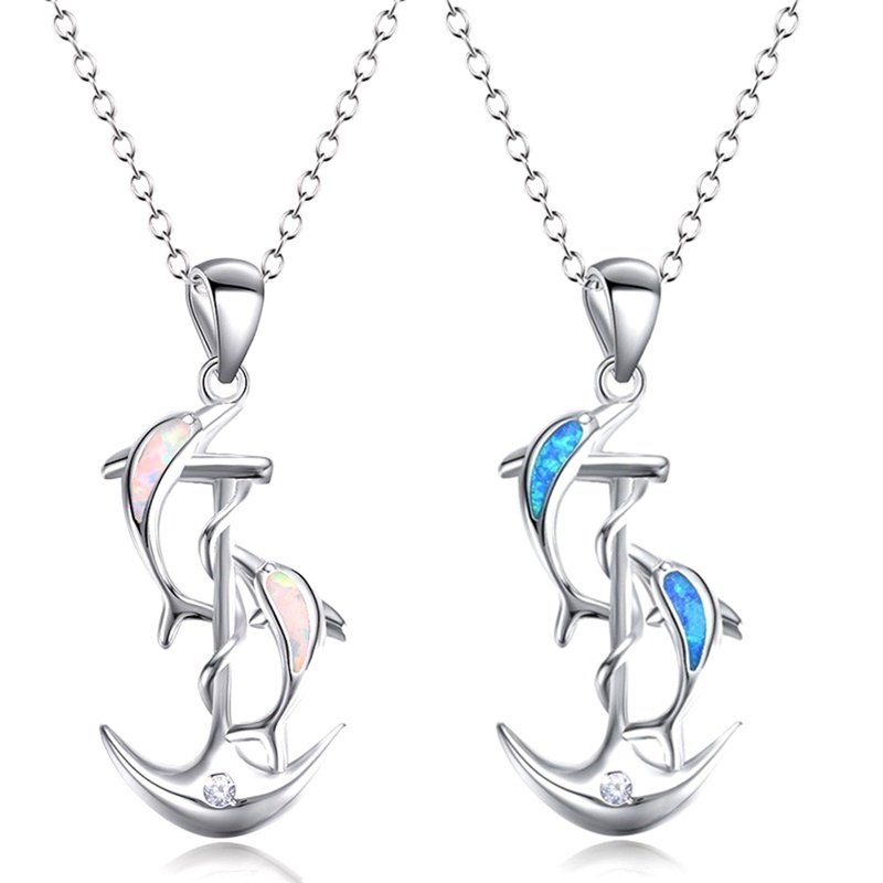 Fashion Liontin Dolphin Hati Salib Kalung Rantai Di Leher Wanita Hadiah Natal