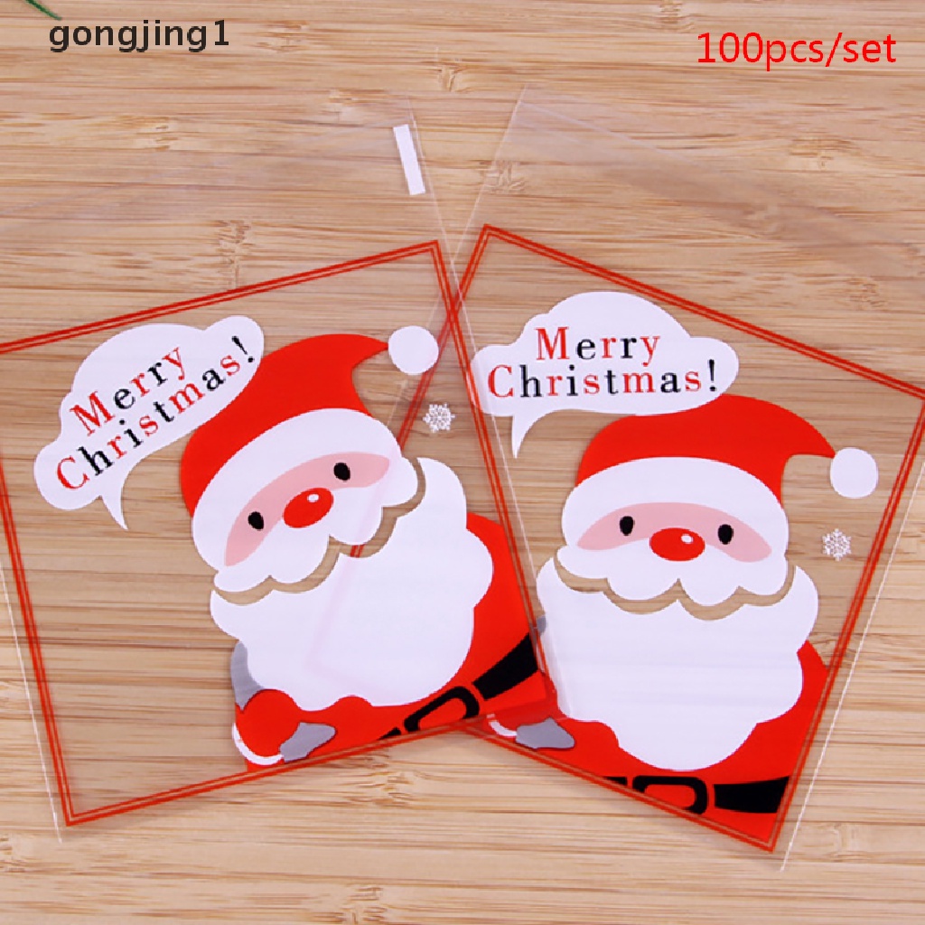 Ggg 100pcs Tas Kemasan Permen Natal biscuit bag Tas Kemasan Transparan ID