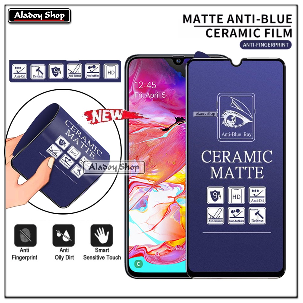 PAKET 3IN1 Anti Gores Blue Matte Anti Glare Samsung A70/A70S + Tempered Glass Camera dan Skin Carbon