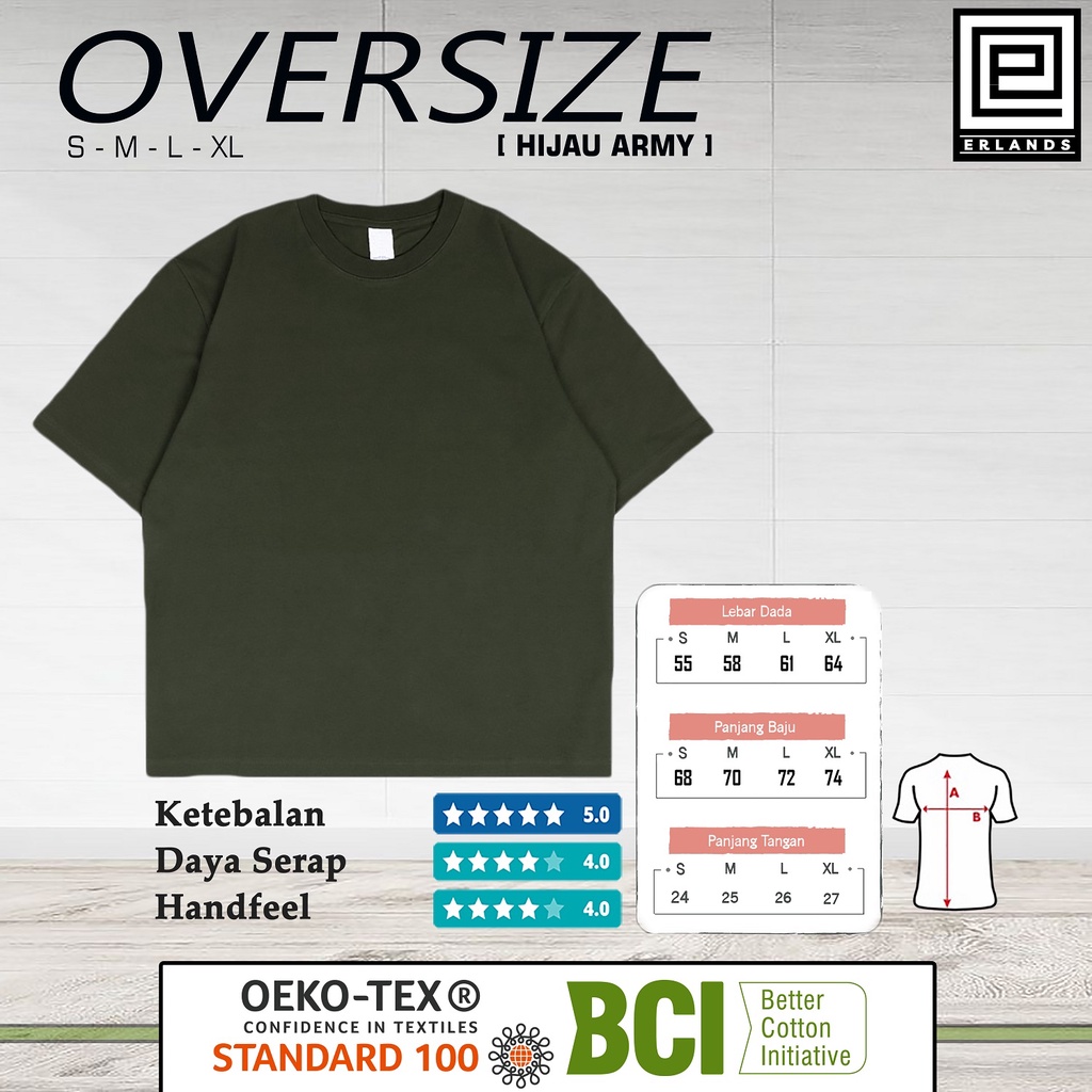 Kaos OVERSIZE - GREEN ARMY [ COTTON US 16s ] | HEAVY COTTON | Pria dan Wanita |