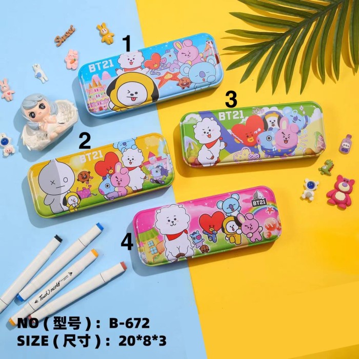 

PRO Kotak Pensil Kaleng 2 susun 8x20 / Tempat Pensil / Pencil Case - B 672 BT21, Bebas