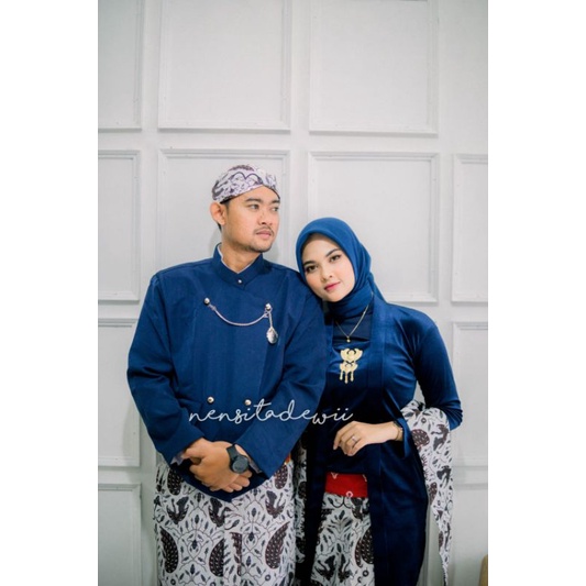 [1 Set, PNS01B] Baju Prewed Instan / Baju Couple Adat Jawa - Solo, Motif Sidoasih Kecil