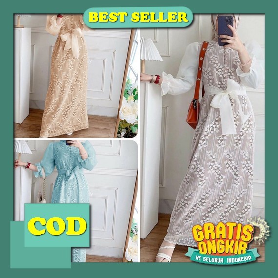 Gamis Wanita Korean Style 2022 Lesha Rompi Kotak Ori Venyta Gamis Lebaran 2023 Model Gamis Terbaru D