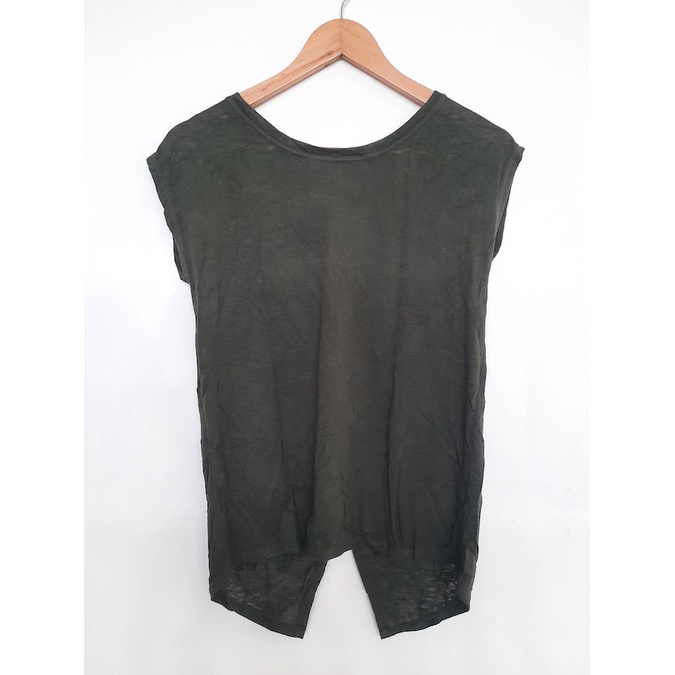 Atasan Top Blouse Kaos Hijau Lumut Army Wanita