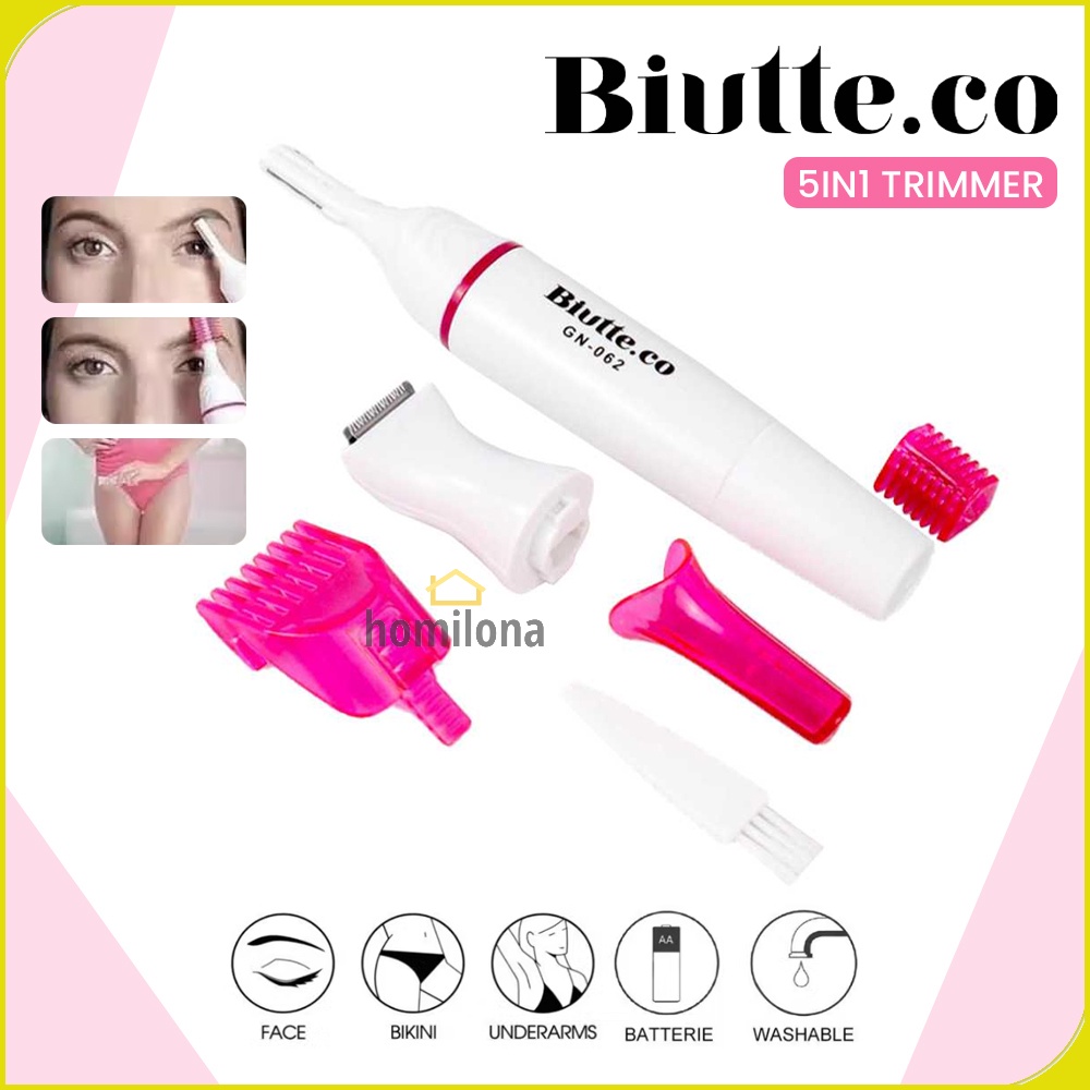 Biutte.co 5 in 1 Trimmer Shaver Pencukur Bulu Tubuh Elektrik Personal Care GN-062 White