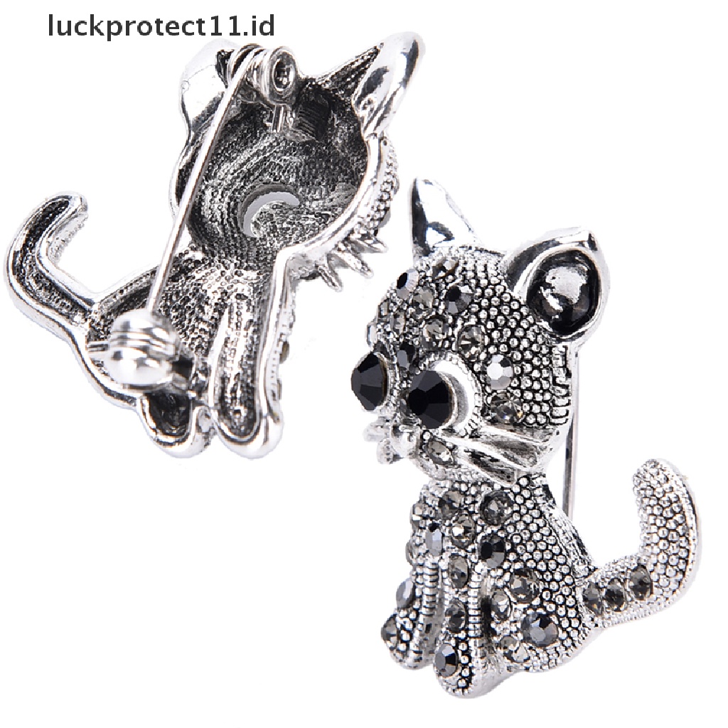 /Fashion Hot// Fashion// Kucing Kecil Yang Lucu Bros Pin Antik Berlapis Perak Mantel Kemeja Klip Fashion.