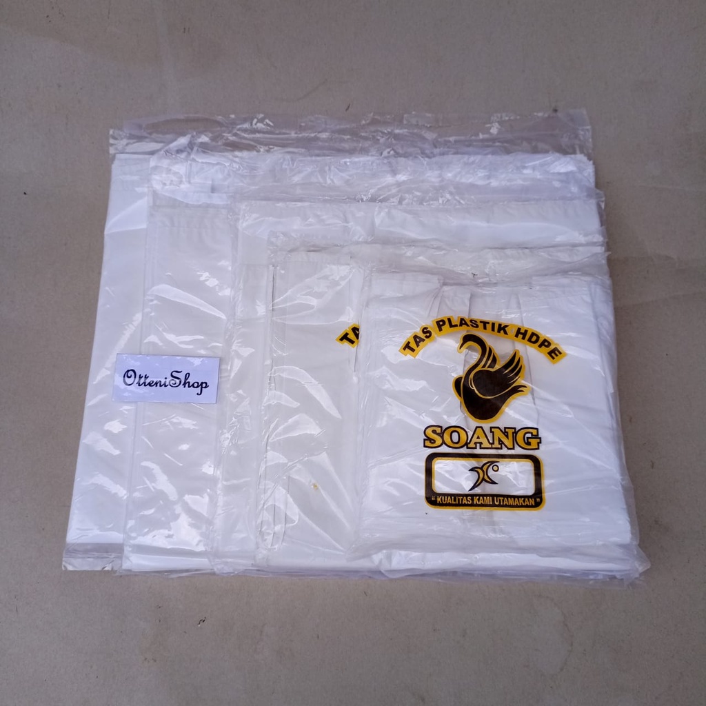 Kantong plastik kresek putih susu merk soang berbagai macam jenis ukuran 17 24 28 35 40 - kantong pl