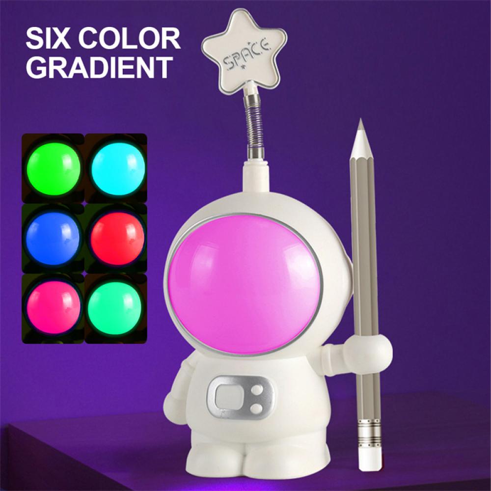 Timekey Astronot USB Rechargeable Lampu Meja LED Lampu Malam Mahasiswa Anak Kamar Tidur Membaca Meja Lampu E7K7