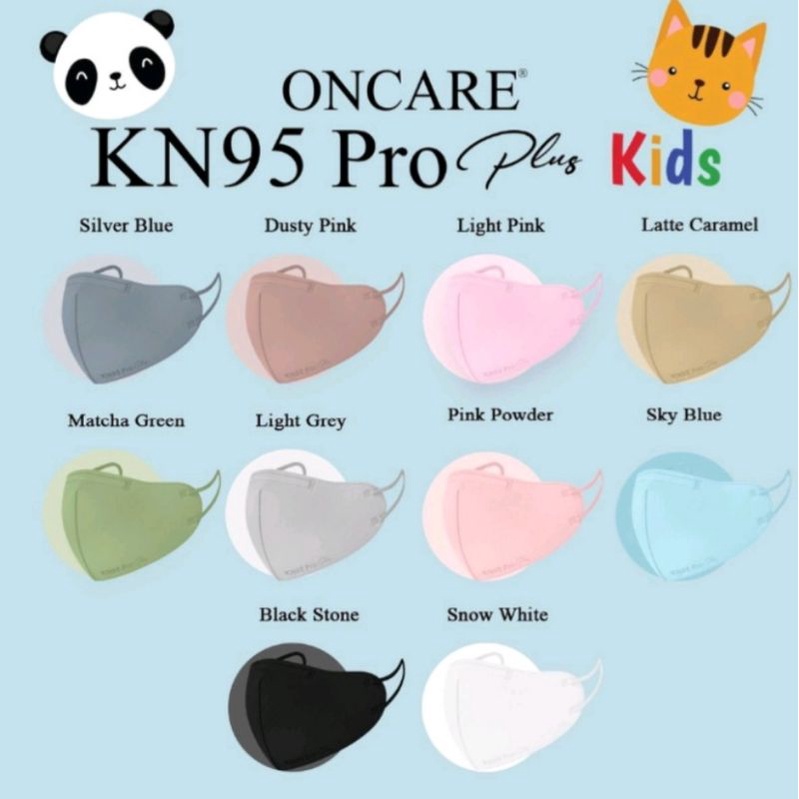 MASKER KN95 PRO PLUS ANAK ONCARE KIDS WARNA PUTIH SNOW WHITE ISI 10PCS