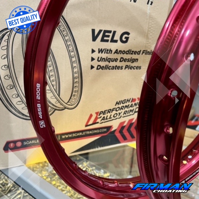 Ring rim velk scarlet merah 18x185 dan 18x160 36 Hole (sepasang) Rx king dll