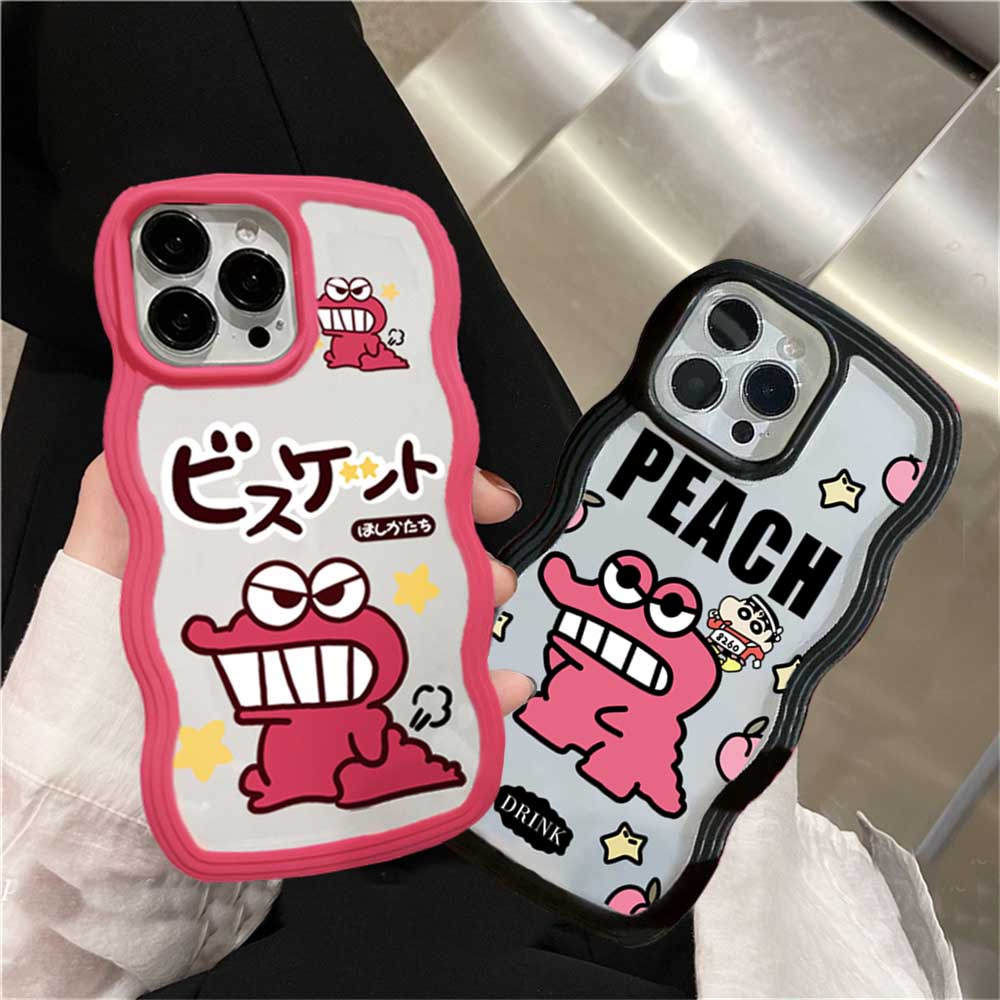 Kartun Couple Case Realme 10 C33 C30 C31 C35  C3 C2 Realme 8i 7i 5 5i 6i 7 Pro Pink Crocodile Wave Edge TPU Phone Case Cove