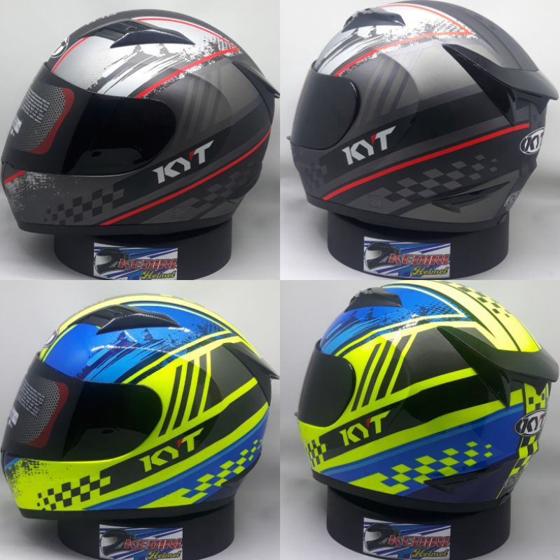 HELM KYT R10 MOTIF SERI 4 FULL FACE GUNMETAL RED YELLOW BLUE