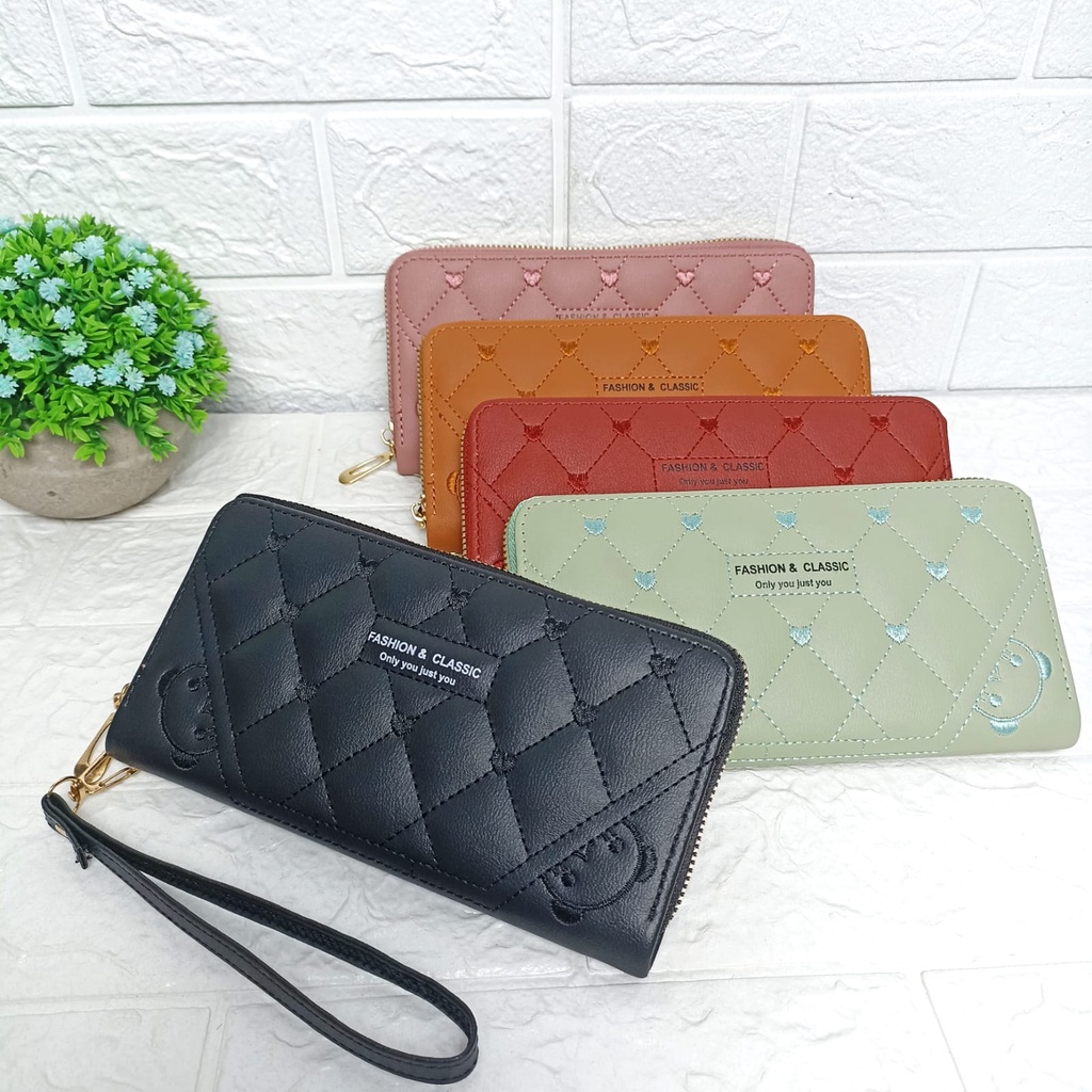 Dompet Panjang Wanita Zipper Korea Fashion Stylish Simple Dompet Clutch Cewek 1 Resleting PU Multifungsi Satu7an D81