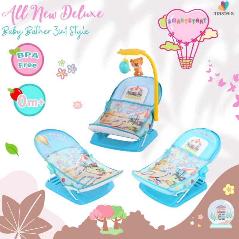 Mastela all new deluxe baby bather 3in1 style / kursi duduk mandi / alat bantu mandi