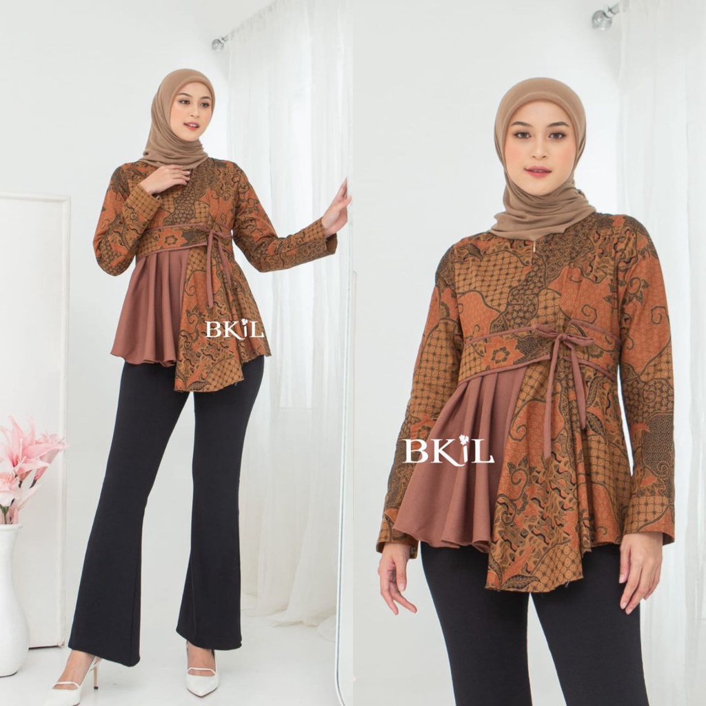 Baju Batik Wanita Modern Atasan Blouse Batik Kerja Kantor Wanita Seragam Batik Modern M L XL XXL Batik Alina