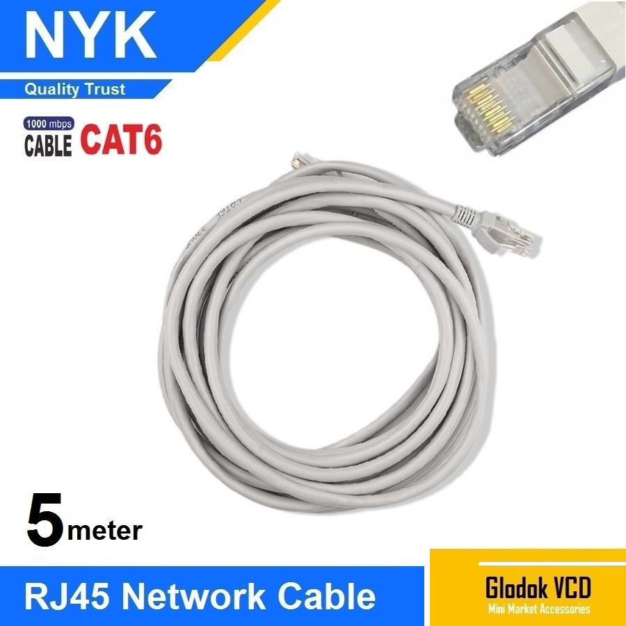NYK Kabel Lan UTP Rj45 Cat6E 5M Internet Ethernet Cable