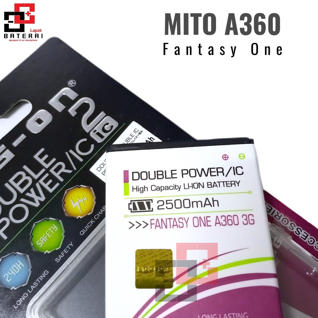 LOG - ON Baterai Mito A360 Fantasy One BA00104 Double IC Protection Battery Batre