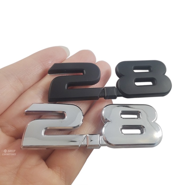 1x ABS Chrome ABS/Hitam 2.8 Nomor Huruf Mobil Auto Emblem Belakang Badge Decal Stiker Pengganti Output Huruf 2.8