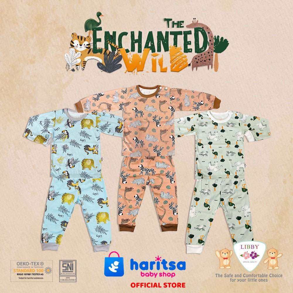 Libby Baby Setelan Panjang motif kancing pundak Big Size - Enchanted Wild- Libby baju anak