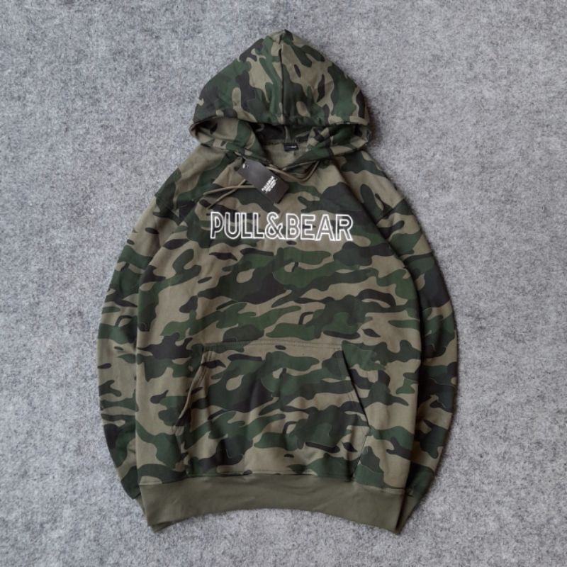 Sweater Hoodie Jumper Distro Pull&Bear ARMY CAMO - HOODIE PULL&BEAR CAMO FULL TAG & LABEL
