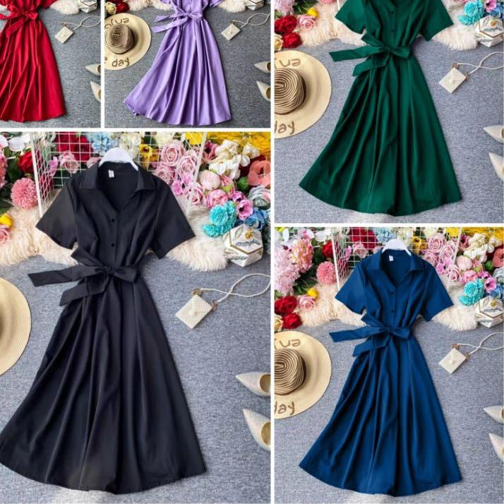 New Stock dress lolita dress casual dress natalan gereja wanita warna ungu Lilac / dress wanita simp