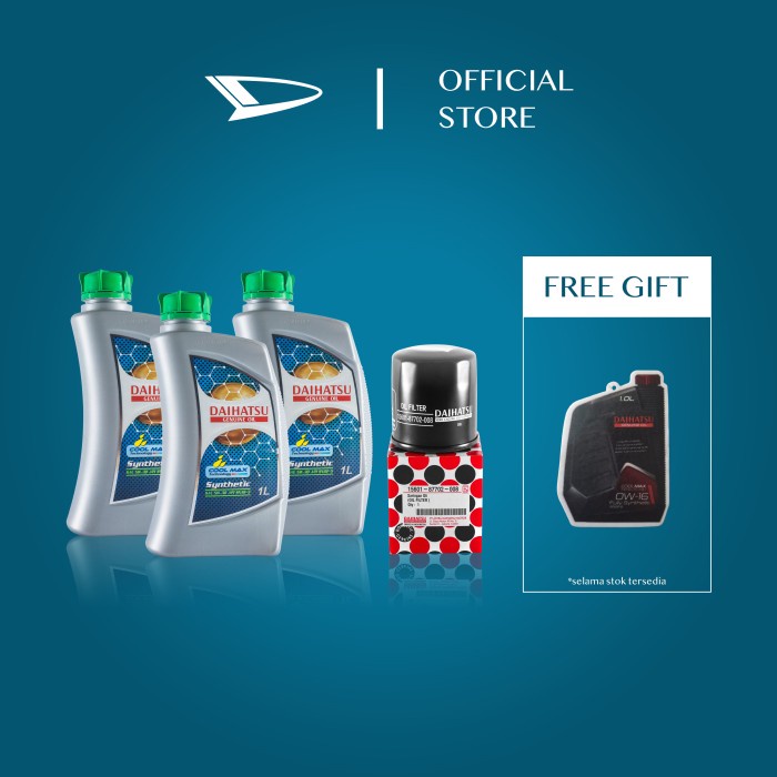 DAIHATSU GENUINE OIL 5W-30 API SN/GF-5 SYNTHETIC 3L + OLI FILTER - PENGHARUM OLI