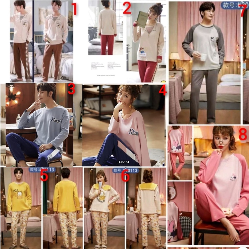 Baju tidur piyama couple pp bahan kaos import