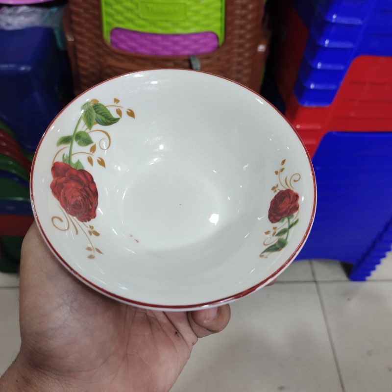 Mangkuk Keramik | Mangkuk Kuah Keramik Motip Bunga