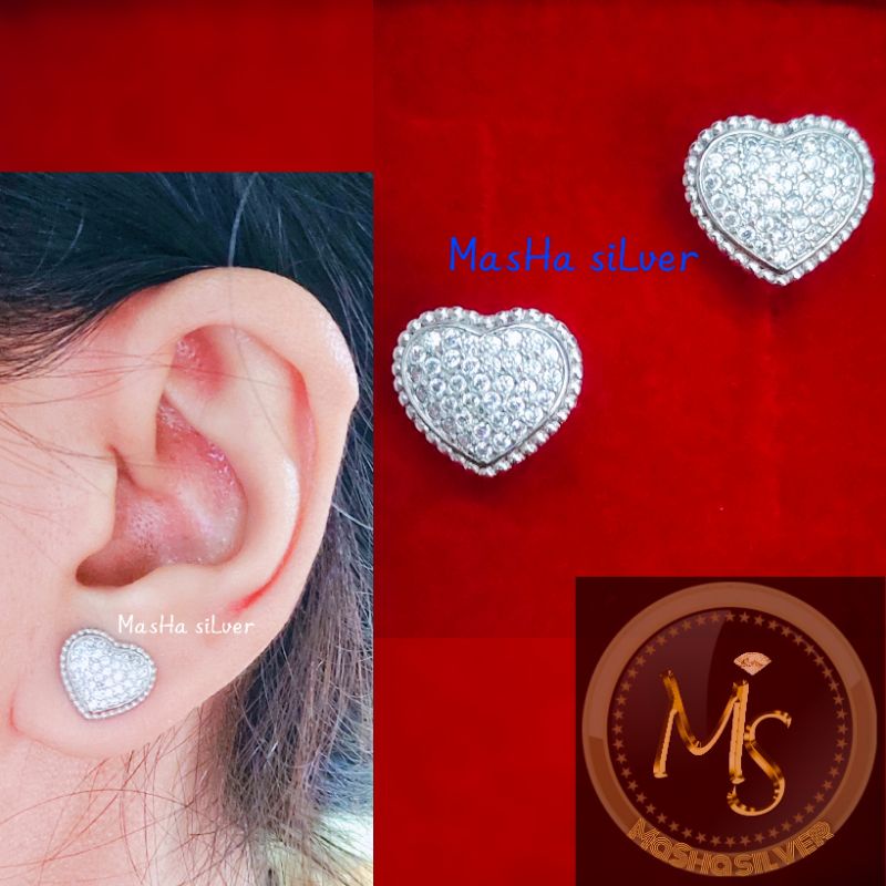 ANTING TUSUK/GIWANG PERAK ANEKA LOVE ASLI SILVER 925 LAPIS MAS PUTIH_ANTING CANTIK