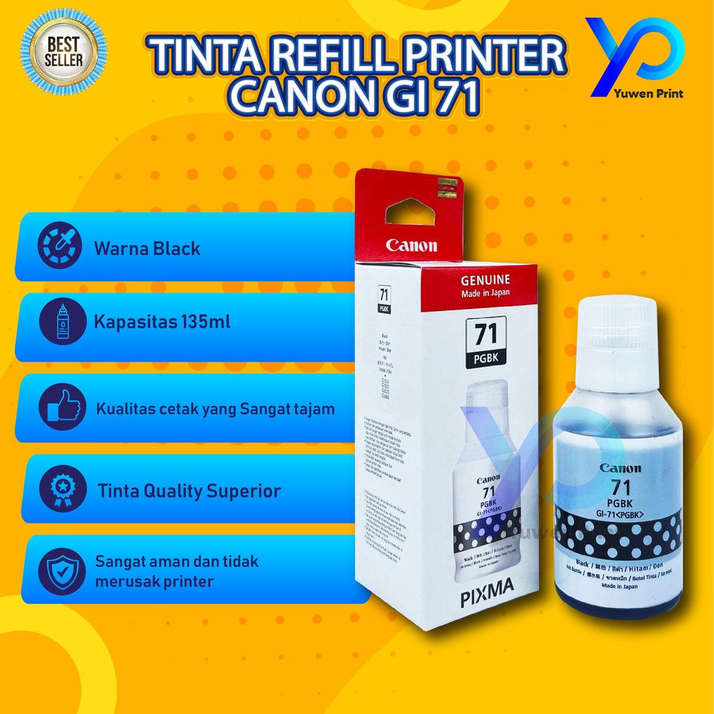 Tinta Canon Gi 71 Black For Printer G1020 G2020 G2021 G2060 G3020 G3060