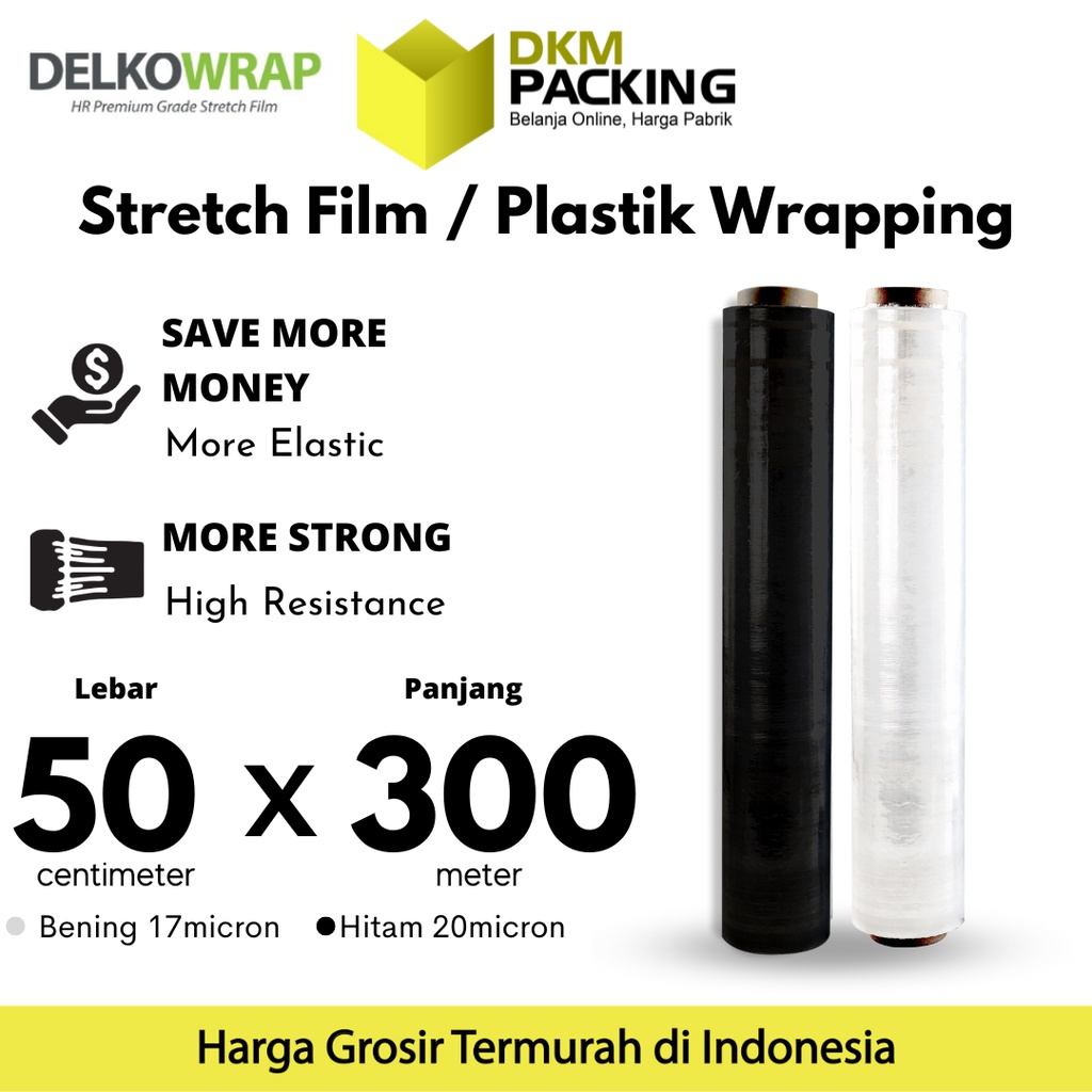 

Plastik Wraping Stretch Film 50cm x 300m DELKOWRAP WRAPPING TEBAL PREMIUM TERMURAH / SATUAN