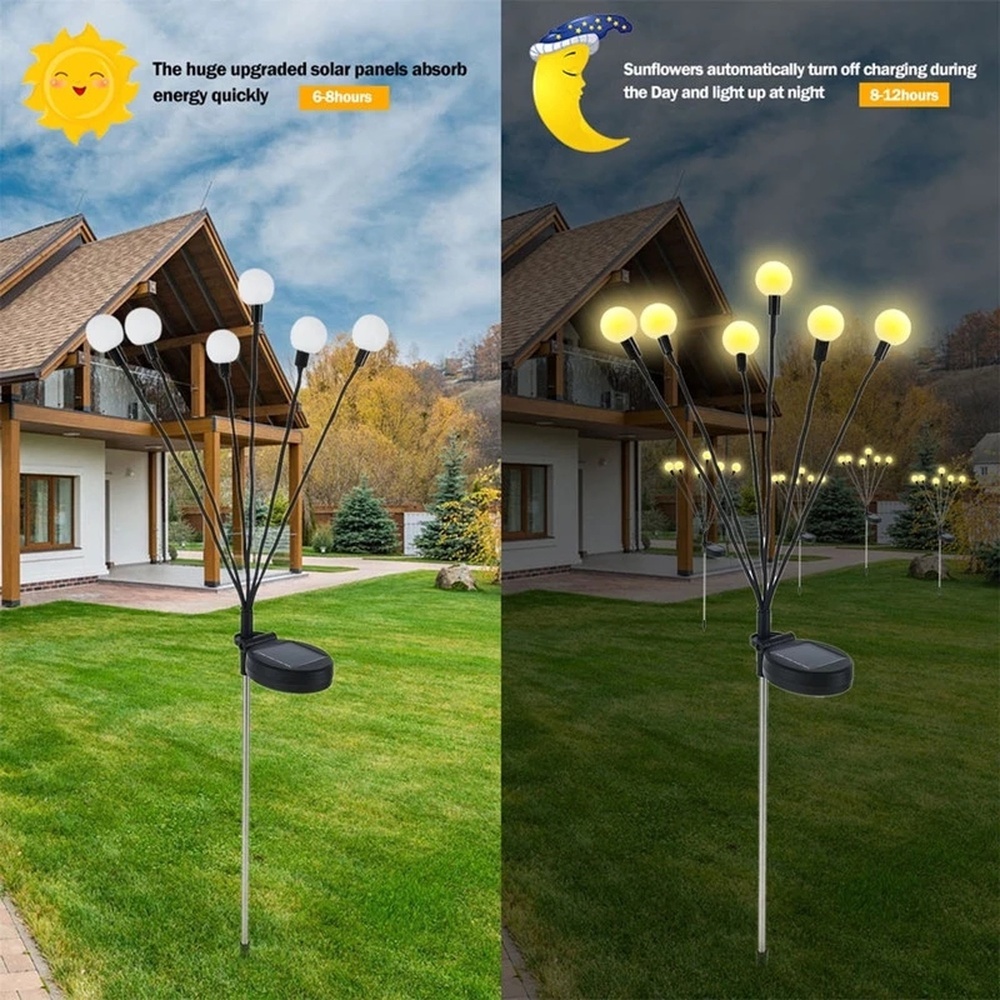 6 /8 /10 LED Solar Firefly Earth Plug Lamp,LED Lampu Lanskap Jalan Jalan Hias,IP65 Lampu Penerangan Lanskap Tahan Air,Lampu Halaman Halaman Taman Rumahoutdoor