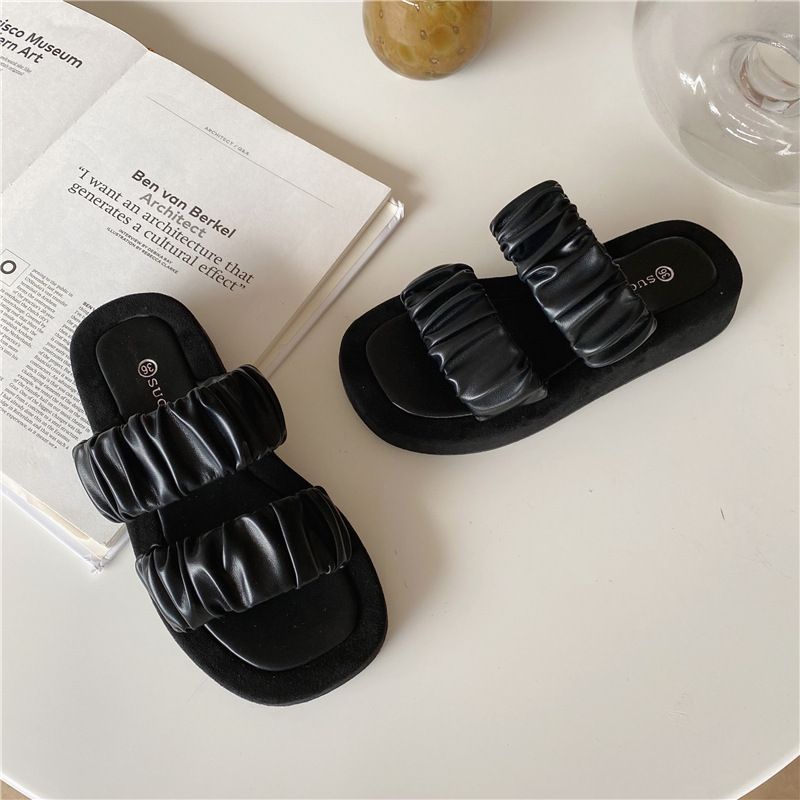 RD 045 SANDAL PLATFORM BAN 2 KERUT WANITA TERBARU