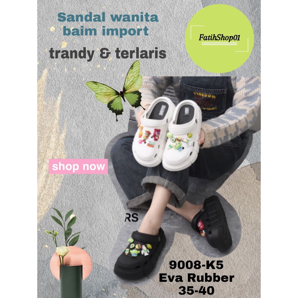 Sandal baim wanita bahan eva rubber terviral 9008-K6-K8L-K5 (35-40) sandal baim balance terlaris