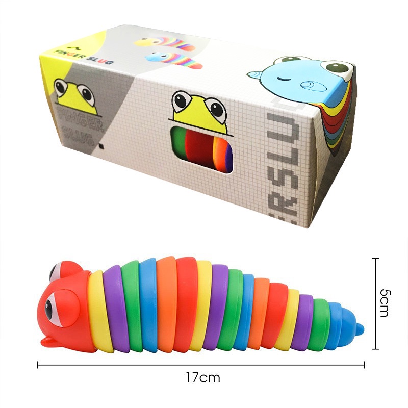 Gaudi Mainan Menyenangkan Ujung Jari Slug Ulat Refleksi Mainan Fidget Toys Penghilang Stress