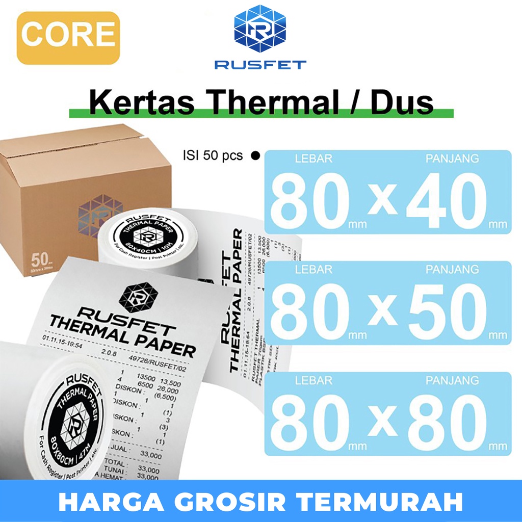 

Kertas Thermal Core Kertas Printer Resi Barcode POS DUS