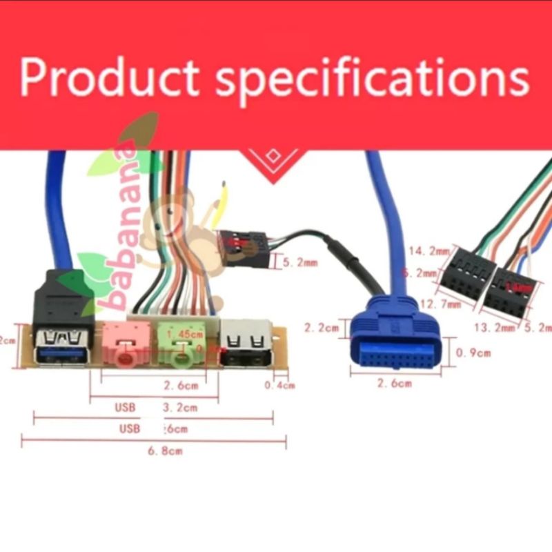 USB 3 0 Front panel 20 + 9 pin with audio casing adapter case cable