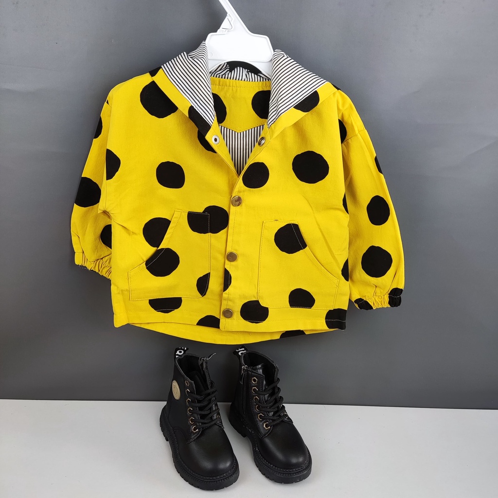 P81 NEW Jaket bayi dan anak motif polkadot stripes