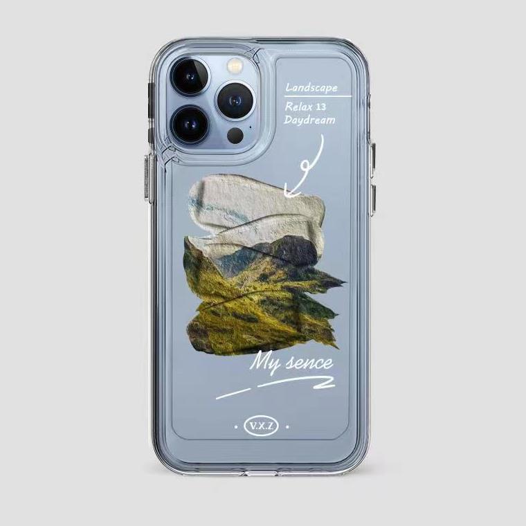 IPHONE Mountain Soft Phone Case Kompatibel Untuk Iphone14 13 12 11 Pro XS Max X XR Casing Transparan Shockproof7 8 6 6S Plus TPU Cover