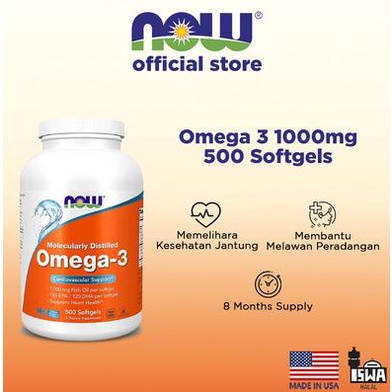 NOW Omega 3 1000mg 500 Softgels