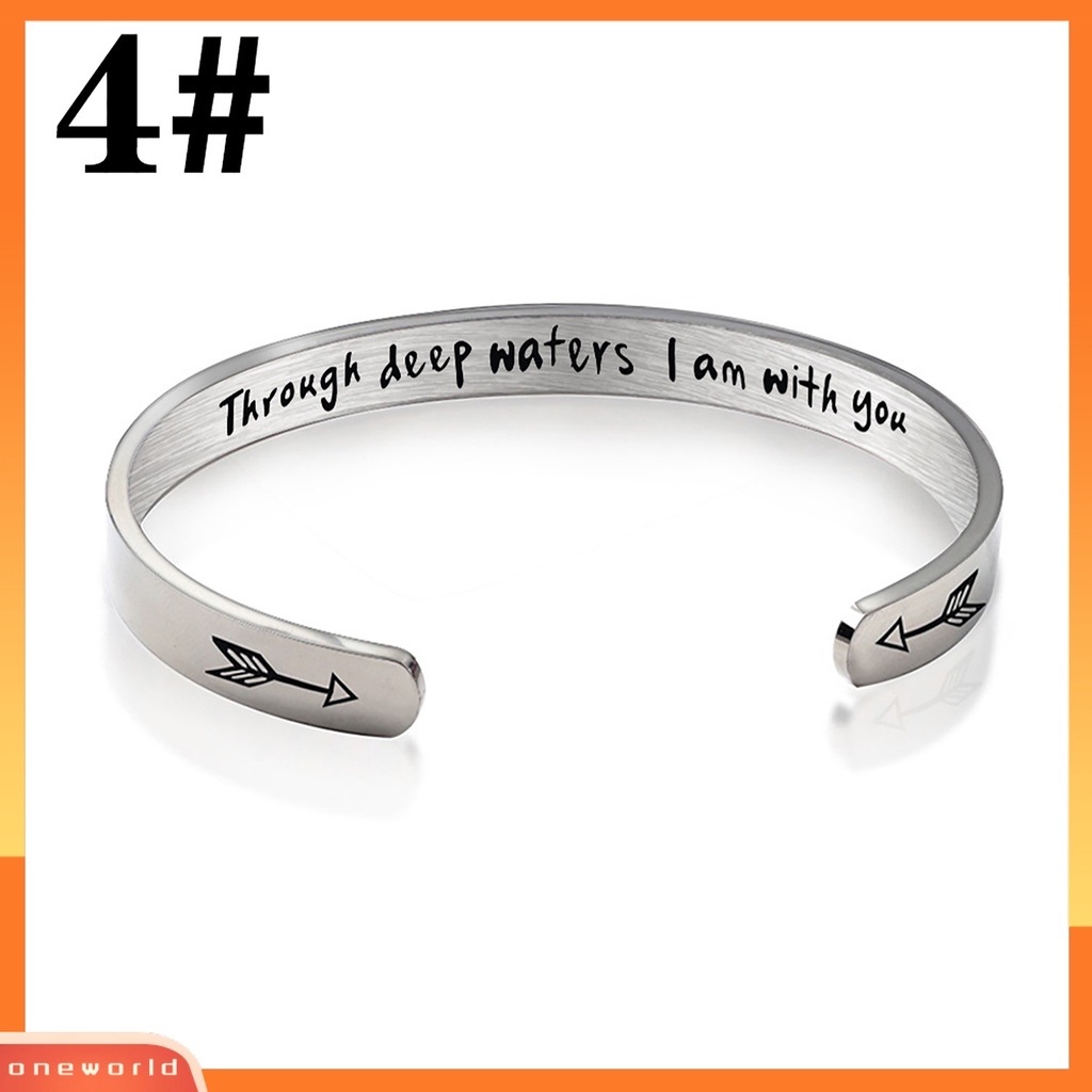 [ONE] Huruf Stainless Steel Ukir Tetap Sialan Pergi Membuka Manset Gelang Bangle Hadiah