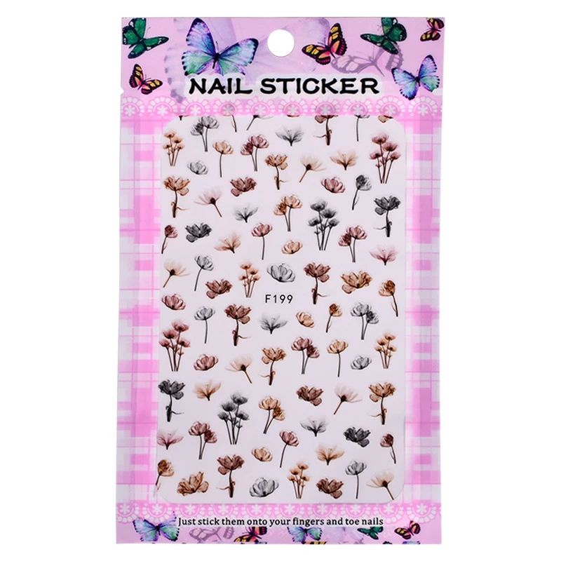 Stiker Kuku Nail Art Bunga 3D Dandelion Langsung Tempel Dekorasi Nail Art