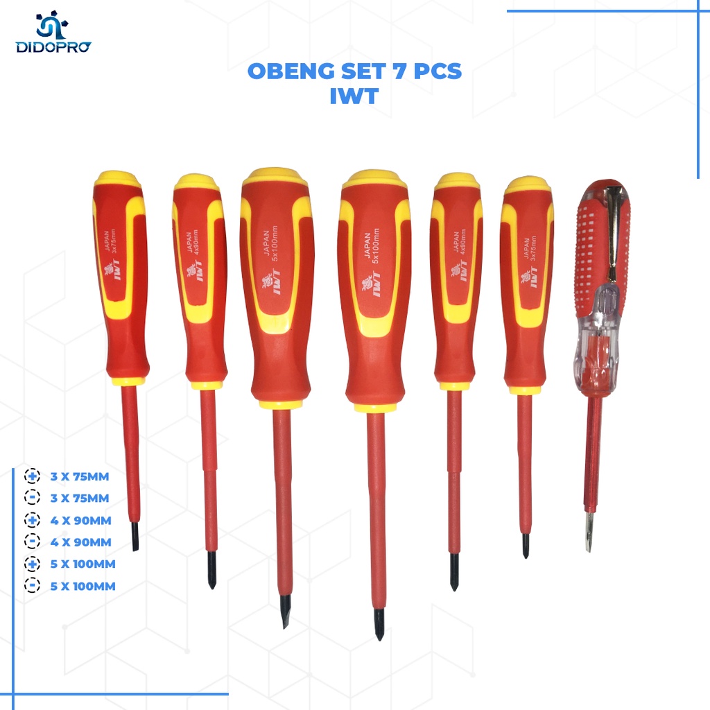 Obeng set 7 plus minus obeng listrik set 7 pcs plus minus dan tespen