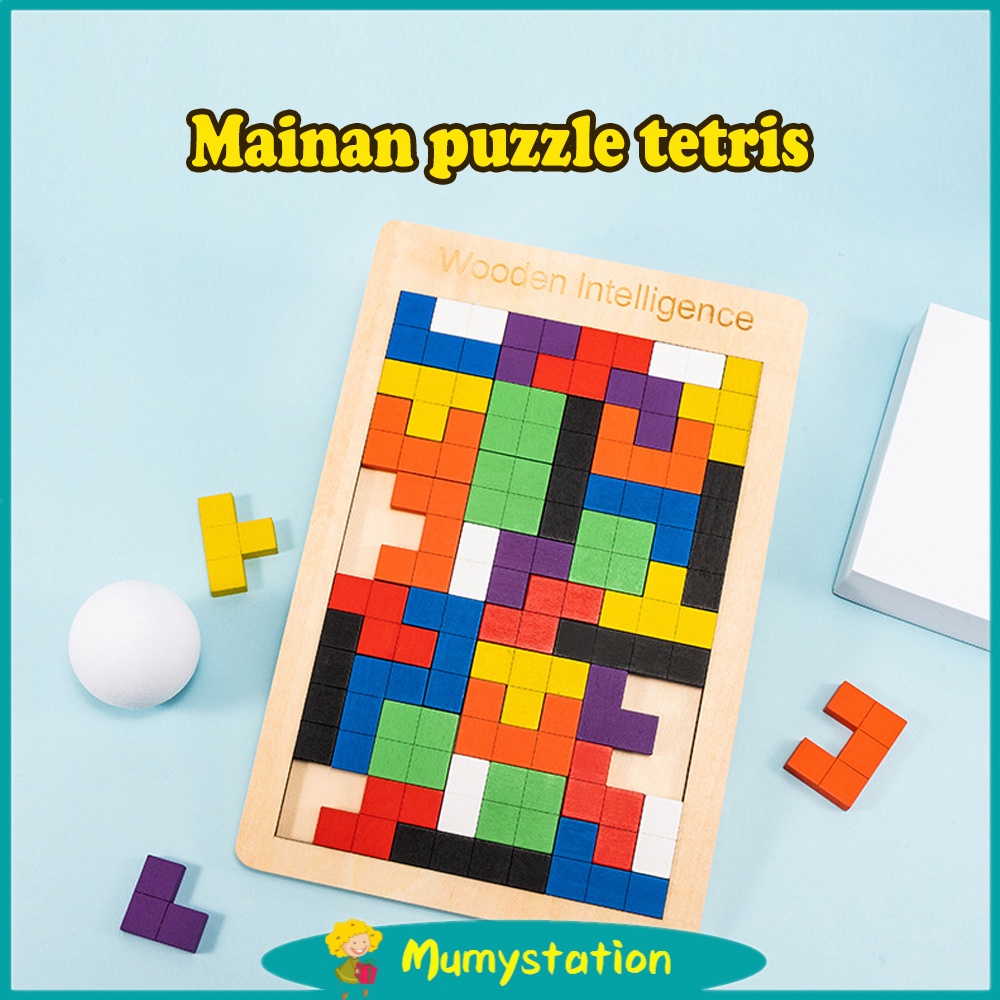 Mumystation Mainan Edukasi Anak Tetris Kayu Russian Block Kids Wood Intellegence