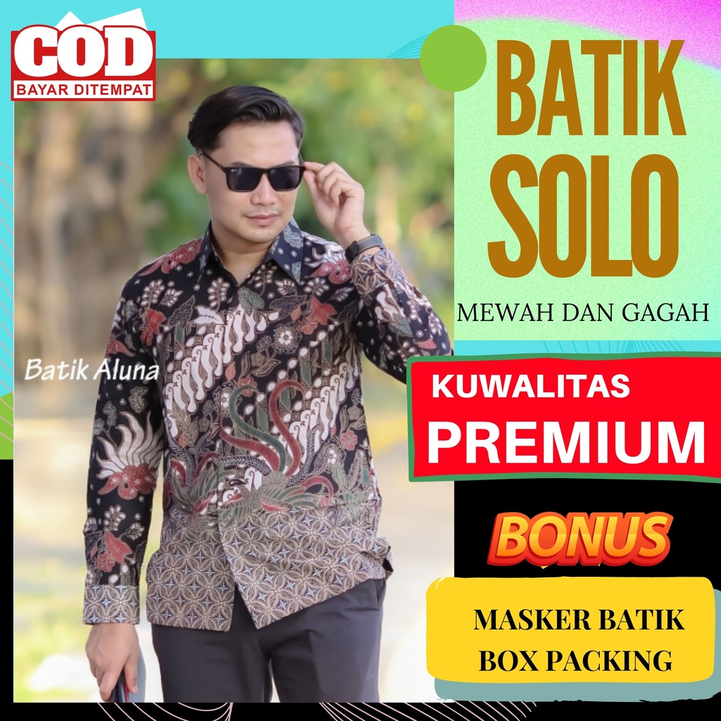 Kemeja Baju Batik Aluna Pakaian Pria Lengan Panjang Premium Furing Reguler Fit Atasan Cowok Moderen 