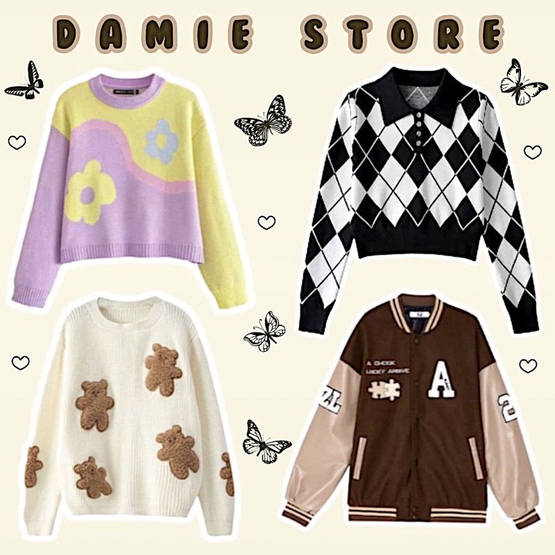 ☆ DAMIE☆ SWEATER Korea Import Sweater Rajut Oversize Sweater Wanita Korea Sweater Lucu Wanita Murah