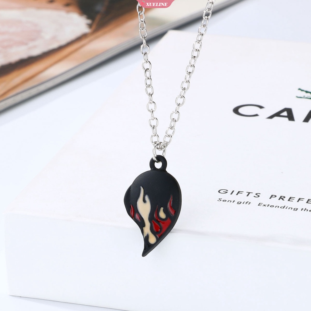 Kalung Api Baru Sederhana Kreatif splicing Kreatif magnet Pasangan Kalung Cinta Hati Teman Baik Kalung [ZXL]